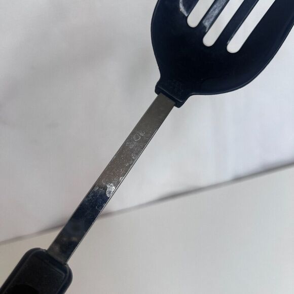 EKCO Slotted Serving Spoon Plastic Handle USA 400 Degree Max 7 Nylon VTG Black - Picture 3 of 10